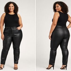 Susan Graver Skinny Jeans – Women’s Plus Size 18W – Black Faux Leather
